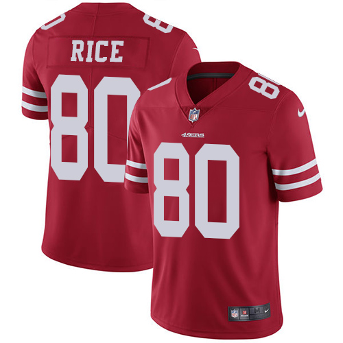 Nike 49ers #80 Jerry Rice Red Team Color Men's Stitched NFL Vapor Untouchable Limited Jersey - Click Image to Close